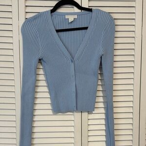 H&M Sky Blue Ribbed Knit Top